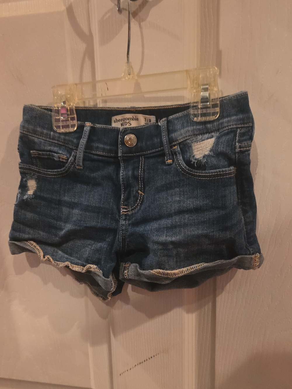 Abercrombie Kids Indigo Distressed Denim Cutoff Shorts